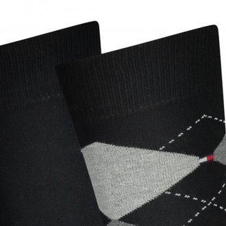 Lot de 2 paires de chaussettes hautes Tommy Hilfiger en coton stretch mélangé noir