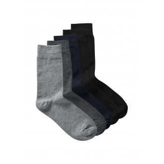 Lot de 5 paires de chaussettes hautes Jack & Jones en coton stretch noir, blanc, gris et bleu marine