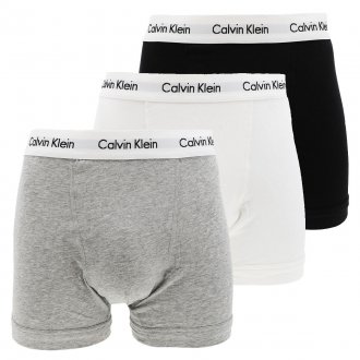 Lot de 3 boxers Calvin Klein en coton stretch gris chiné, noir et blanc
