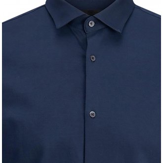 Chemise coupe slim à manches courtes col italien Premium Jersey en coton biologique bleu marine