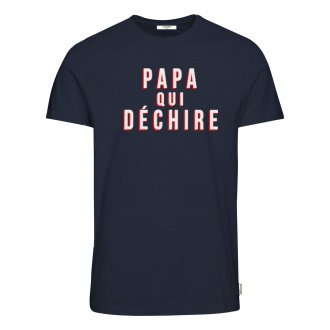 T-shirt à col rond Premium Papounet en coton bleu marine