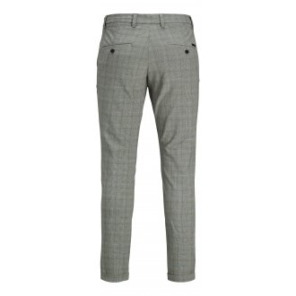 Pantalon chino coupe slim Premium Marco gris à carreaux
