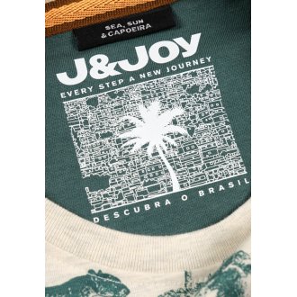 T-shirt col rond J&JOY en coton écru avec manches courtes