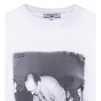 T-shirt à col rond French Dude en coton biologique blanc
