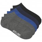 Lot de 5 paires de socquettes Jack & Jones Junior Jacfred en coton mélangé stretch bleu indigo, bleu marine, bleu nuit et gris chiné