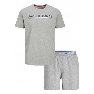 Coffret pyjama; tee-shirt et short Jack & Jones Jacmont en coton gris