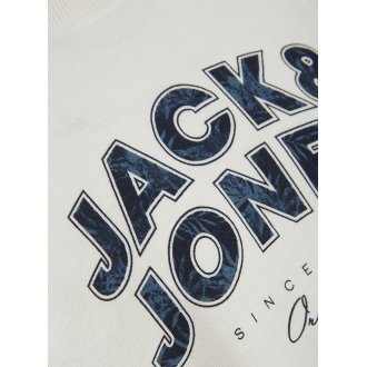 Sweat col rond Jack & Jones Junior en coton mélangé blanc floqué