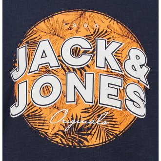 Sweat col rond Jack & Jones Junior en coton mélangé bleu marine floqué