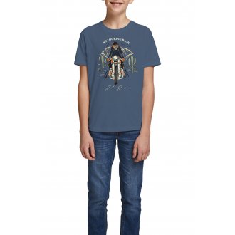 T-shirt garçon à col rond Jack & Jones en coton bleu