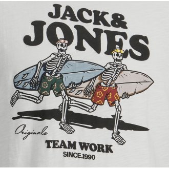 T-shirt col rond Jack & Jones en coton blanc floqué à la poitrine