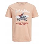 T-shirt col rond Jack & Jones en coton rose pêche