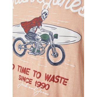 T-shirt col rond Jack & Jones en coton rose pêche