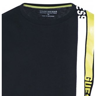T-shirt Guess noir avec manches courtes et col rond