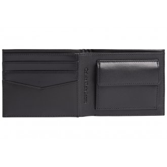 Coffret sous forme de poche contenant un portefeuille et en porte-clés Calvin Klein en cuir noir