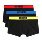 Lot de 3 boxers Diesel en coton noir à ceintures multicolores