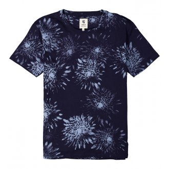 T-shirt à motifs fleuris bleus clairs Garcia en coton bleu marine