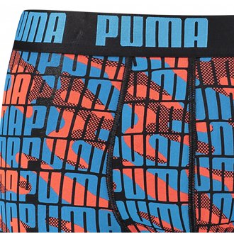 Lot de 2 boxers Puma en coton stretch noir et fantaisie rouge et bleu