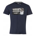 T-shirt manches courtes col rond Barbour en coton bleu marine floqué