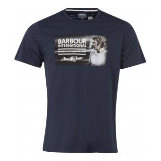 T-shirt manches courtes col rond Barbour en coton bleu marine floqué