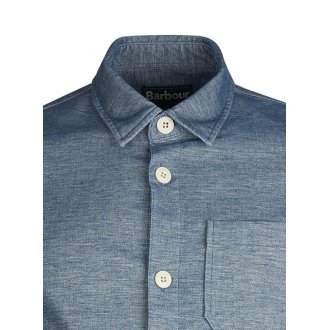 Chemise coupe droite Barbour en coton stretch bleu denim