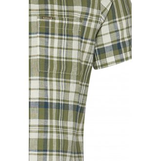Chemise manches courtes coupe ajustée Barbour vert kaki à carreaux