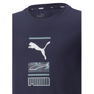 T-shirt ado Puma bleu marine avec manches courtes et col rond