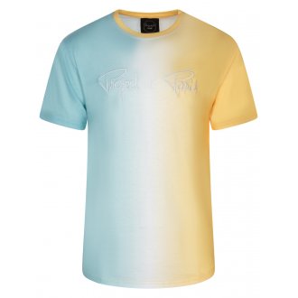 T-shirt col rond Project X bleu ciel, blanc et jaune
