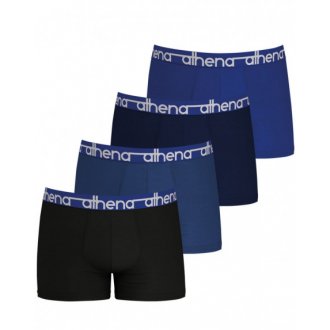 Lot de 4 boxers Athena en coton stretch bleu