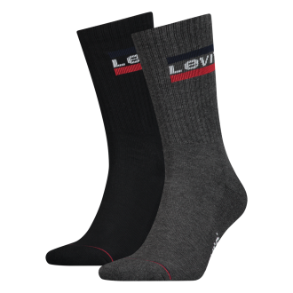 Lot de 2 paires de chaussettes hautes Levi's® en coton stretch noir et gris