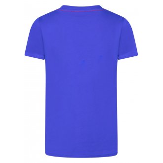 Tee-shirt col rond Guess en coton stretch bleu électrique floqué