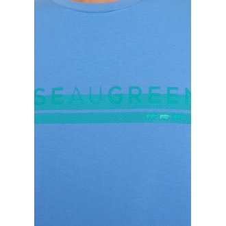 T-shirt col rond à manches courtes Mise au Green en coton bleu turquoise