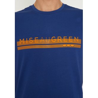 T-shirt col rond Mise au green en coton bleu marine floqué