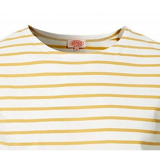 T-shirt col rond Armor Lux Plozevet en coton jaune moutarde marinère