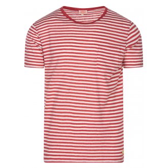 T-shirt col rond Armor Lux en coton mélangé rouge à rayures