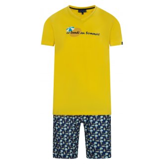 Pyjama court Arthur fermée multicolore avec manches courtes et col v