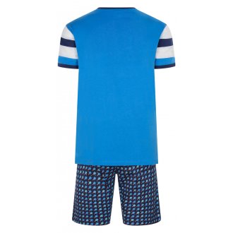 Pyjama court Arthur en coton bleu avec manches courtes et col rond