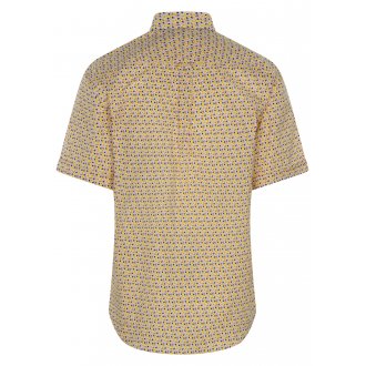 Chemise grande taille Bande Originale en coton jaune avec manches courtes et col américain