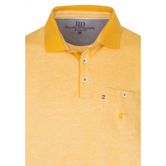 Polo en maille piquée Bande Originale droite jaune avec manches courtes et col boutonné