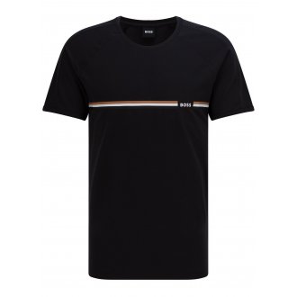 T-shirt col rond Boss noir avec manches courtes