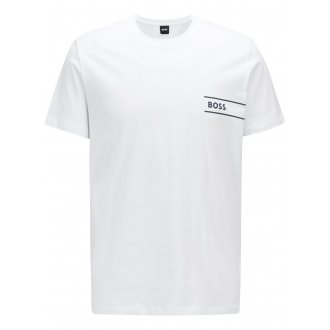 T-shirt col rond Boss en coton blanc avec logo iconique