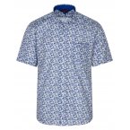Chemise droite Cap Ten en coton bleue avec manches courtes et col américain