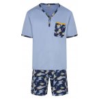 Pyjama court Christian Cane Nil en coton bleu à motif