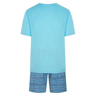 Pyjama court Christian Cane Natan en coton turquoise à motif
