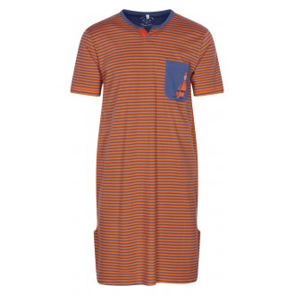 Chemise de nuit Christian Cane Nicola en coton bleu marine et orange à rayures