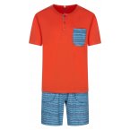 Pyjama court Christian Cane Natan en coton orange à motif