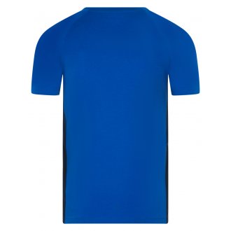 T-shirt bleu électrique uni en coton à col v et manches courtes avec logo sur epaule