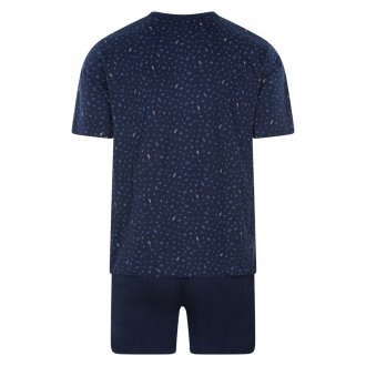 Pyjama court Guasch en coton bleu marine avec manches courtes et col rond