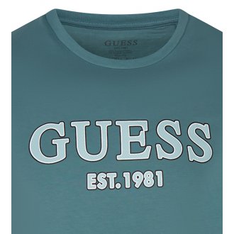 T-shirt col rond Guess en coton vert avec manches courtes
