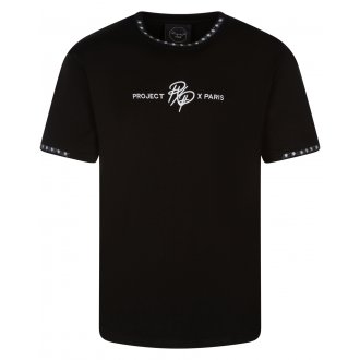 T-shirt Project X noir avec manches courtes et col rond
