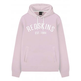 Sweat à capuche Redskins en coton stretch rose pâle floqué